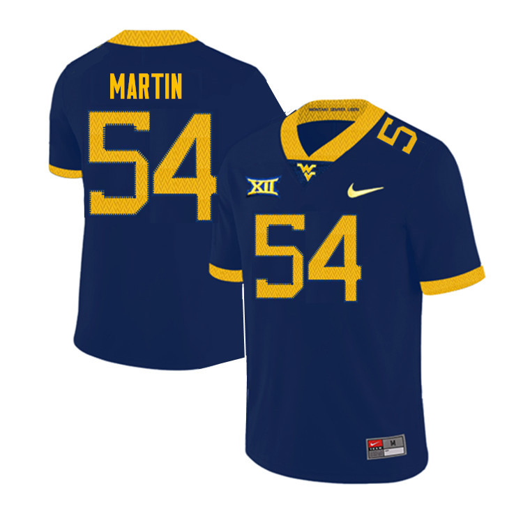 NCAA Men's Sean Martin West Virginia Mountaineers Navy #54 Nike Stitched Football College Authentic Jersey QW23U43TX